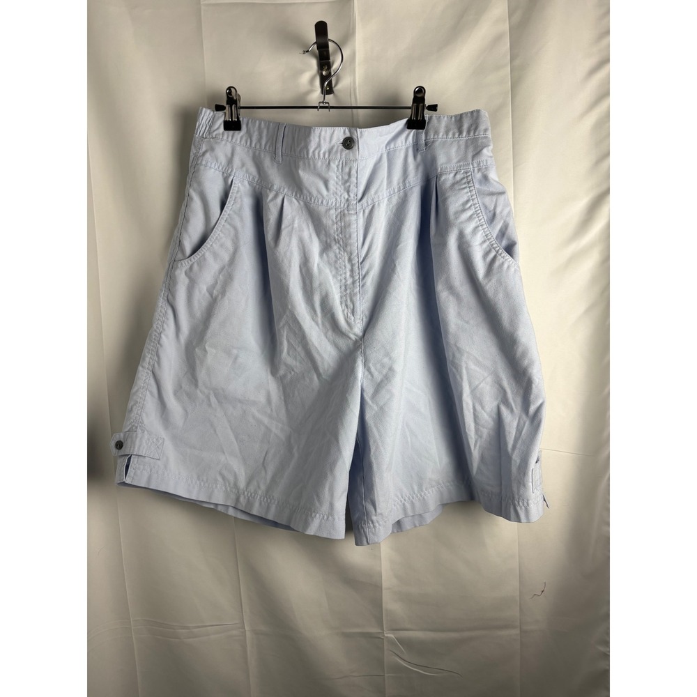 Karen Scott Vintage Light Blue Pleated High Waist Shorts Womens 16 Cotton Blend